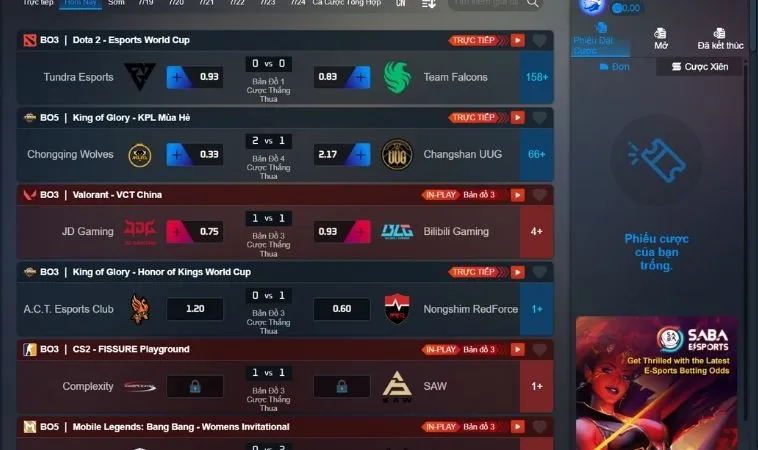 Bí Quyết Cách Chơi Thể Thao Điện Tử Tại U888 Thắng Lớn Mỗi Ngày 2 Giao diện đặt cược kèo thể thao điện tử tại U888