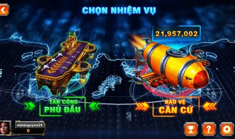Cách Chơi Bắn Cá Đại Chiến B52 Tại U888 Thắng Lớn Mỗi Ngày 2 Chọn nhiệm vụ trong game Bắn Cá Đại Chiến B52 tại U888