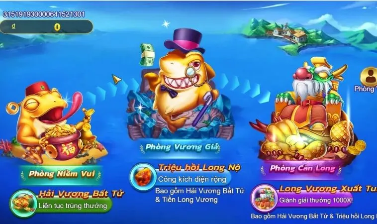 Các phòng chơi trong Bắn Cá Royal Fishing tại U888